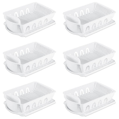 Sterilite Large 2 Piece Sink Set and Drain Board, White (6 Pack) | 06418006