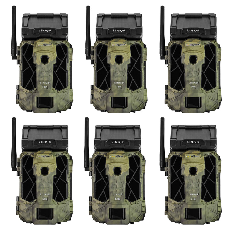 SPYPOINT LINK-S 12MP Solar 4G LTE HD Video Hunting Game Trail Camera (6 Pack)