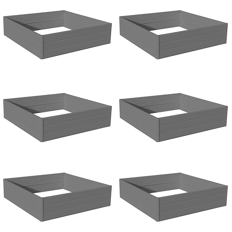 NuVue 44 In Square Extra Tall Raised PVC Garden Planter Deck Box, Gray (6 Pack)