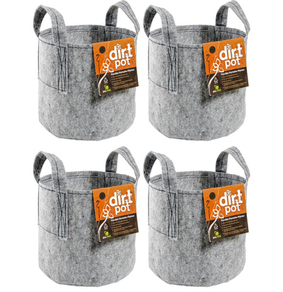 Hydrofarm Dirt Pot Portable BPA Free 7-Gallon Planters with Handles (4 Pack)