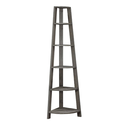 Monarch Specialties 71 In Tall Dark Taupe Corner Accent Etagere Bookcase(3 Pack)