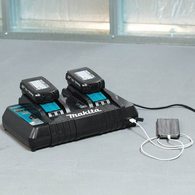 Makita Cordless Blower + Lithium-Ion 2.0 Ah Battery (2 Pack) + Dual-Port Charger