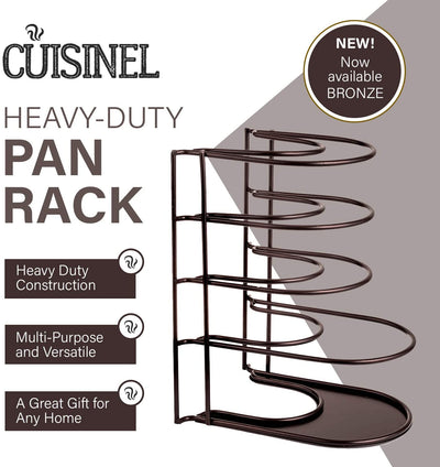 Cuisinel 12.2" Heavy Duty Extra Large 5 Pan & Pot Organizer 5 Tier Rack, Bronze