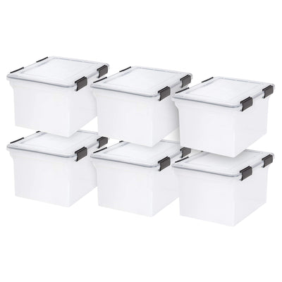IRIS USA 32qt Clear Letter & Legal Size Weather Tight Storage Container (6 Pack)