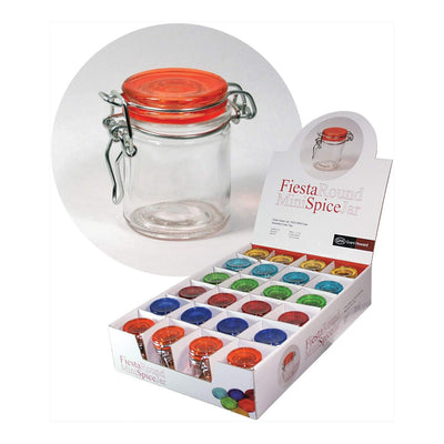 Grant Howard 50869 1.7 Ounce Fiesta Mini Round Colorful Spice Jars, Set of 24