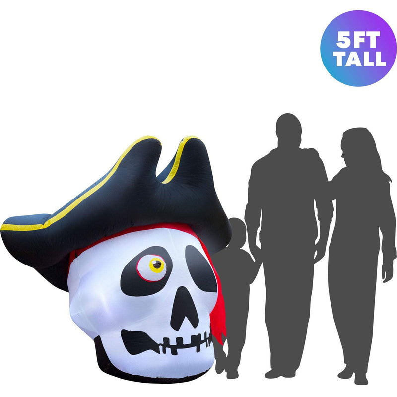 Holidayana Inflatable Light Up Halloween Pirate Skull Yard Decoration (Used)
