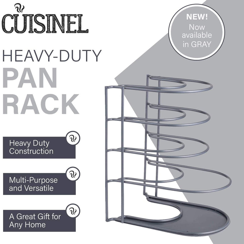 Cuisinel 12.2 In Heavy Duty Extra Large 5 Pan & Pot Organizer 5 Tier Rack, Gray