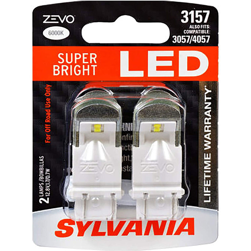 Sylvania Zevo 3157 White LED Bright Interior Exterior Mini Light Bulb, 2 Pack