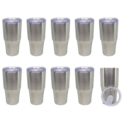 Insulated Stainless Steel 30 oz. Travel Beverage Tumbler Coffee Thermos, 10 Pack