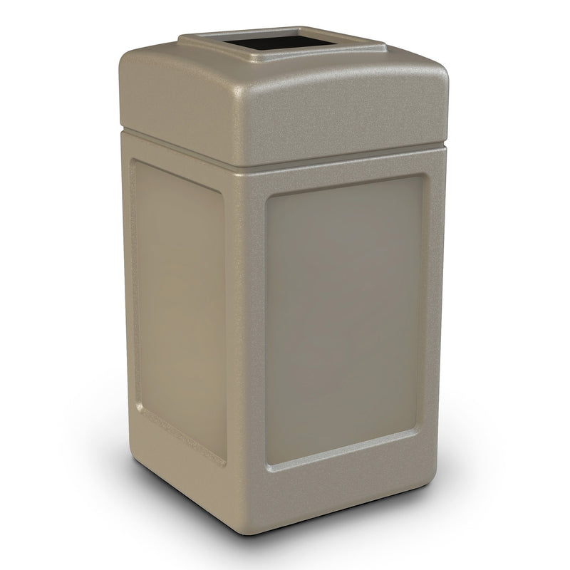 Commercial Zone 732102 Open-Top Square 42 Gallon Waste Trash Container, Beige