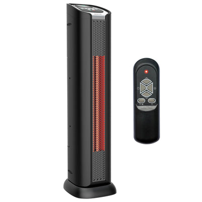 24" 2 Element Quartz Infrared Electric Portable Tower Heater & Fan (Open Box)