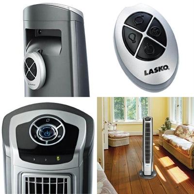 Lasko 40 Inch Widespread Oscillation Hybrid Tower Fan w/ Remote Control (2 Pack)