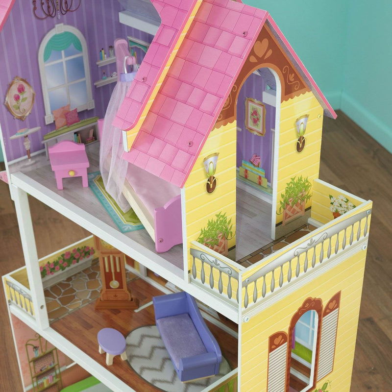 KidKraft Florence 3-Floor Wooden Dollhouse with Furniture + Wooden Doll Family