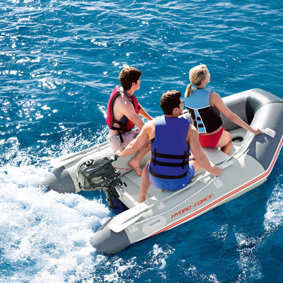 Bestway Hydro-Force Caspian Pro Inflatable 4 Person Boat Set with Oars and Pump