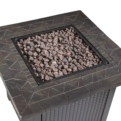 Endless Summer 30,000 BTU LP Gas Outdoor Fire Table w/Resin Mantel and Lava Rock