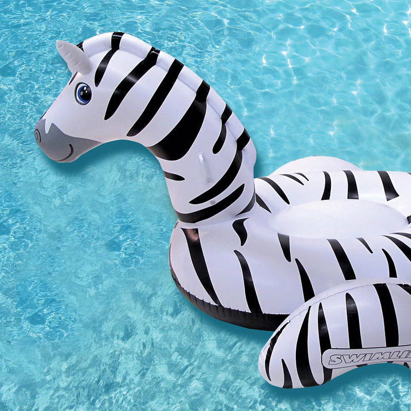 Swimline 90714 Safari Zebra Inflatable Ride On Swimming Pool Float Lounger