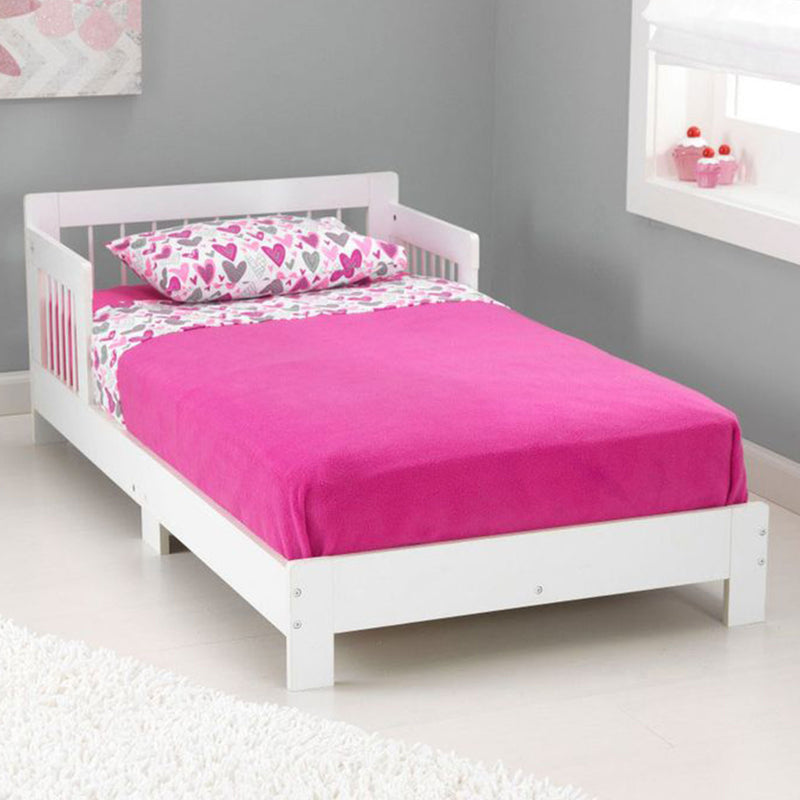KidKraft Wooden Sturdy Toddler Bed w/ Side Rails & Spindle Headboard, White