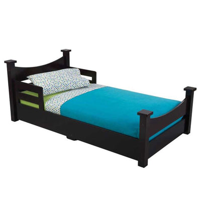 KidKraft Addison Wooden Toddler Bed with Side Rails and Headboard, Espresso