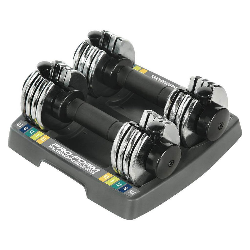 ProForm SpaceSaver 25 Pounds Double Adjustable Dumbbells w/ Tray (Used)