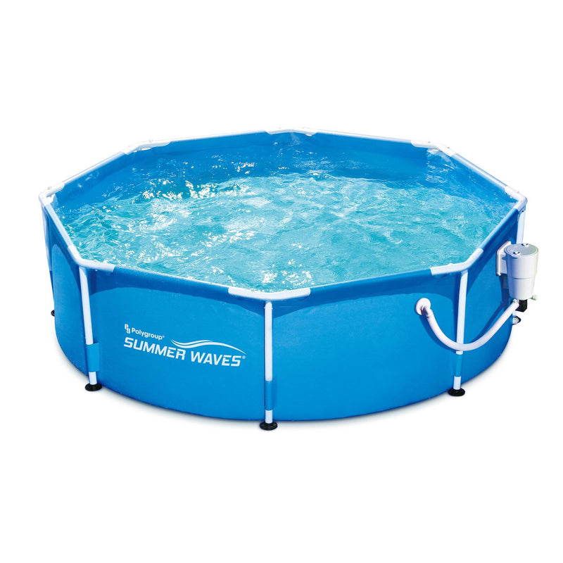 Summer Waves 8ft x 30in Round Frame Above Ground Outdoor Pool w/ Pump(For Parts)