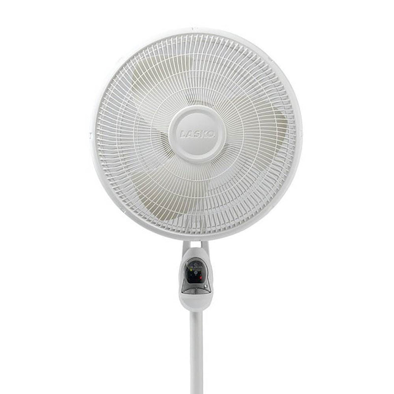 Lasko 16" Remote Control Oscillating 3 Speed Standing Floor Fan, White (2 Pack)