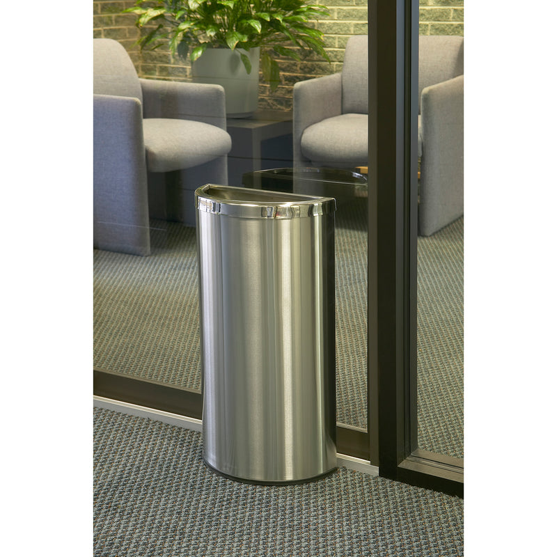 Commercial Zone 780929 8 Gallon Half Moon Trash Can Waste Bin Container, Silver