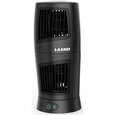 Lasko 4911 Twist Top Slim Compact 5" x 12" Portable Oscillating Tower Fan, Black