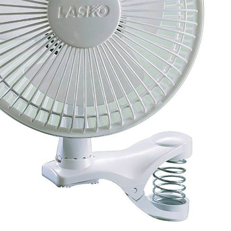 Lasko 6 inch 2 Speed Portable Home Office 2004 Watt Personal Clip On Fan, White