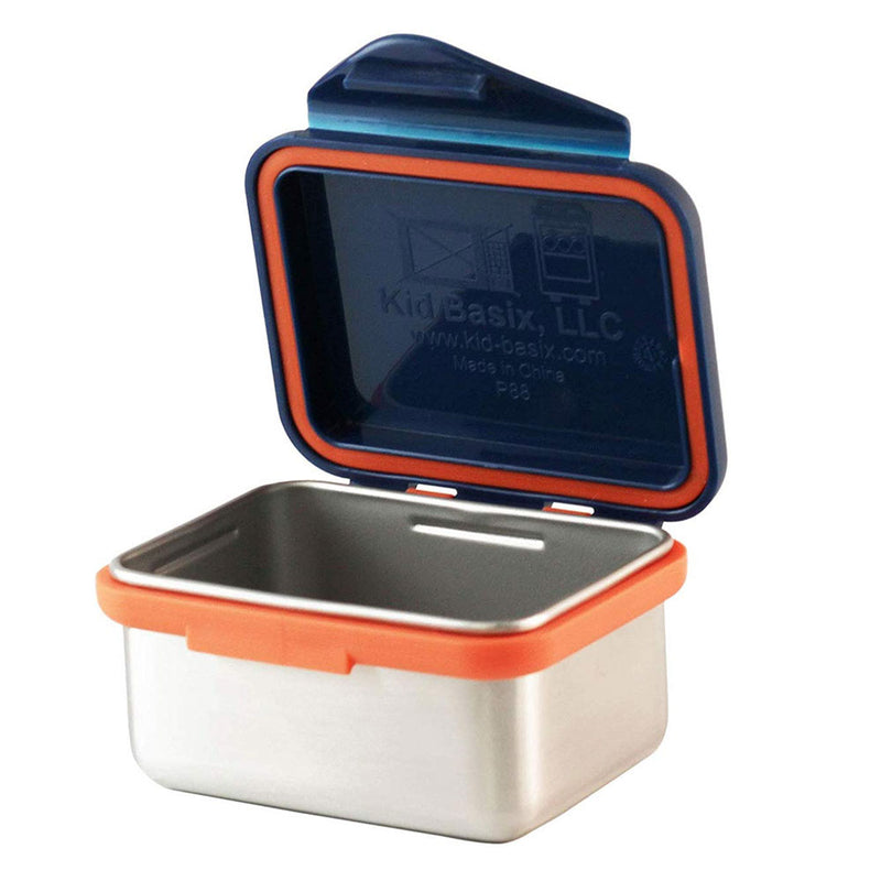Kid Basix Safe Snacker 7 Ounce Stainless Steel Lunch Box, Navy (Open Box)