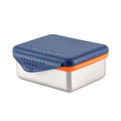 Kid Basix 13 Ounce Safe Snacker Reusable Lunch Container with Attached Lid, Navy
