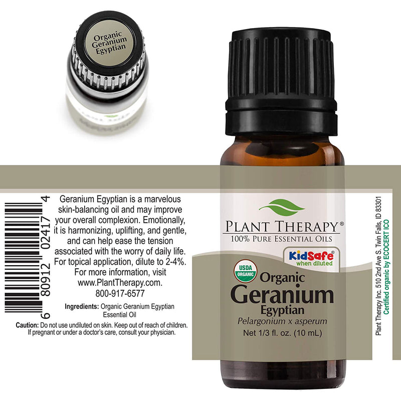 Plant Therapy 10 mL Essential Oil, 1/3 Oz, Organic Egyptian Geranium (2 Pack)