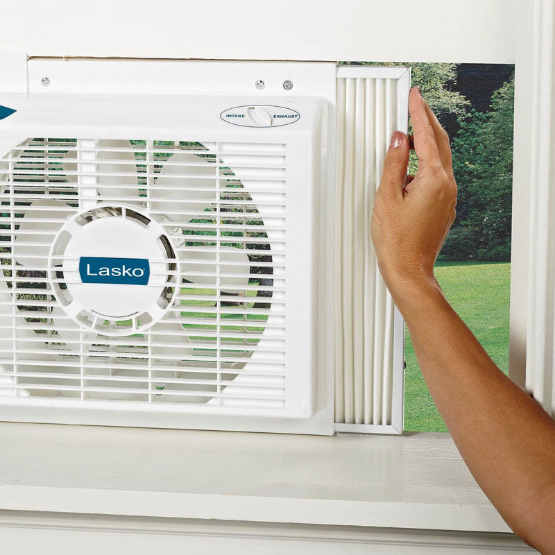 Lasko 8 Inch Quiet Portable Electrically Reversible Thermostat Twin Window Fan