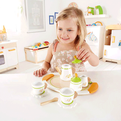 Hape Wooden Tea Set for 2 Teapot Party Pretend Kitchen Play Children Kids Toy