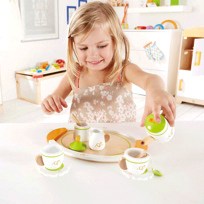 Hape Wooden Tea Set for 2 Teapot Party Pretend Kitchen Play Children Kids Toy