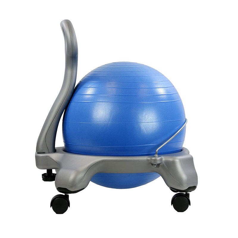 CanDo 30-1795 15 Inch Plastic Exercise Ball Chair with Back and Wheels, Blue