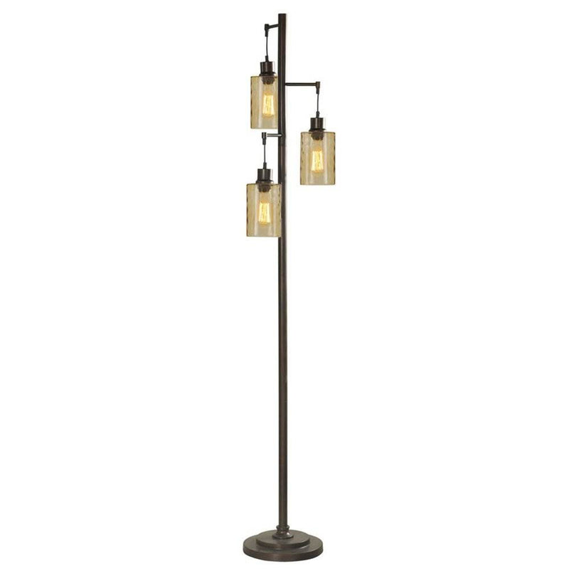Collective Design 72-Inch Floor Lamp with 3 Glass Dimple Shades Bronze