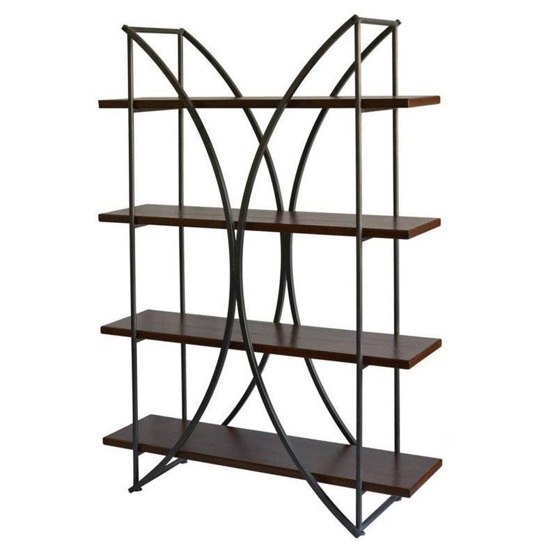 Abode 84 Elliptical 4 Shelf Metal Bookcase with Wood Veneer Shelves (For Parts)