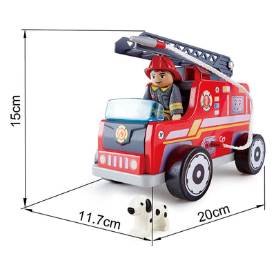Hape E3024 Wooden Fire Truck Playset with Fire Engine Toy, Firefighter and Dog
