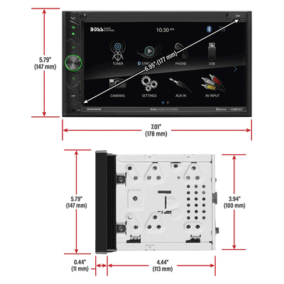 BOSS Audio Double DIN Multimedia Receiver with 6.95 Inch Touchscreen Bluetooth
