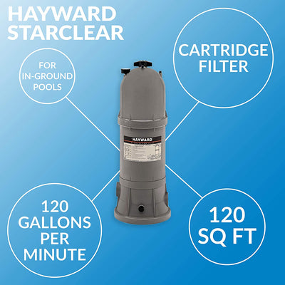 Hayward W3C12002 StarClear Plus 120 Sq Ft Outdoor Inground Cartridge Pool Filter
