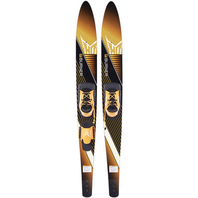 HO Skis Burner 61-Inch Waterskiing Combo Skis w/ Trainer Bar Bindings, Orange