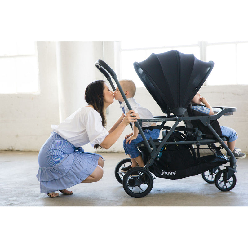 Joovy Caboose S Stroller with Canopy, Black Melange + Caboose Add On Rear Seat