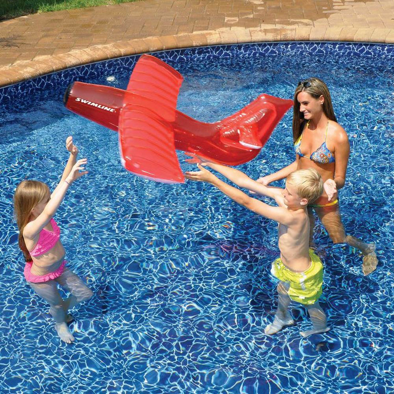 Swimline Kids Inflatable Airplane Glider Swimming Pool Toy Float, Red | 90235