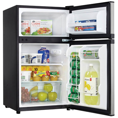 Danby 3.1 Cubic Feet 2 Door Glass Shelf Compact Refrigerator in Spotless Steel