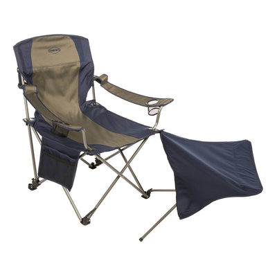 Kamp Rite Folding Camp Chair w/Cupholders & Footrest, Navy/Tan (Damaged)