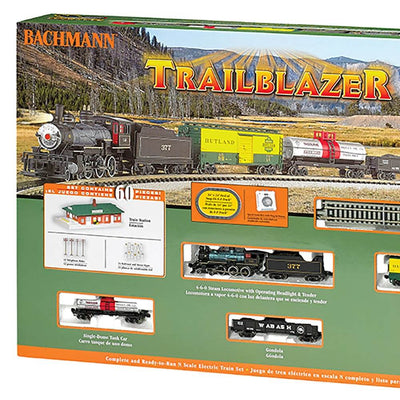 Bachmann Trains N Scale Trailblazer Electric Model Locomotive Train Set w/ Track