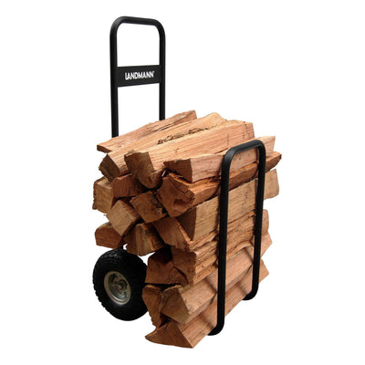 Landmann Wheeled Firewood Log Transport Carrier Rack Caddy w/ Weatherproof Cover
