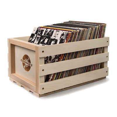 Crosley Rustic Vintage Wooden Vinyl Record Collection Portable Storage Crate Bin