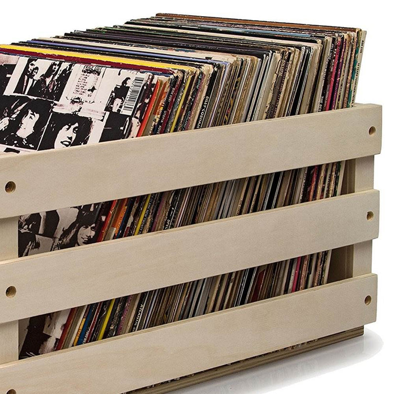 Crosley Rustic Vintage Wooden Vinyl Record Collection Portable Storage Crate Bin