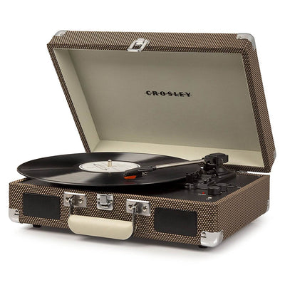Crosley Cruiser Deluxe Portable 3 Speed Bluetooth Record Player Turntable, Tweed
